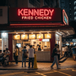 Kennedy Fried Chicken storefront with neon sign