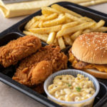Kennedy’s Fried Chicken meal tray with sides and sandwich