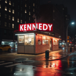 Kennedy’s Fried Chicken storefront at night in New York City